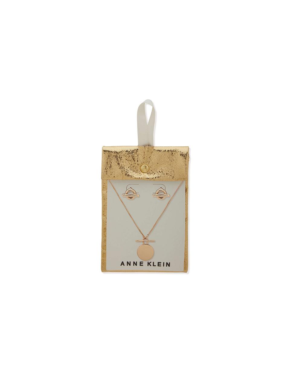 Earring Anne Klein Coin Pendant Necklace and Earring Set in Pouch   | XDB-5627345